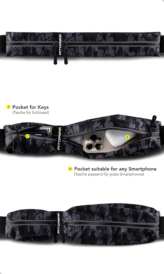 Fitgriff® Running Belt for Men & Women - Secure Jogging Pouch for Phone, Keys & Essentials - For All Cell Phones - Image 2