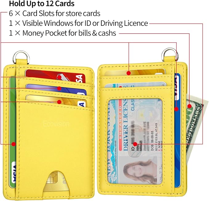 Slim Minimalist Front Pocket Wallet, RFID Blocking Credit Card Holder Wallet with Detachable D-Shackle for Men Women - Image 5