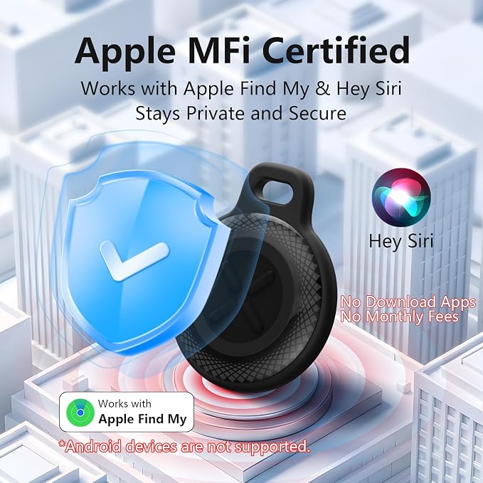 Air Tracker Tags [Apple MFi Certified], Bluetooth Smart Tags Works with Apple Find My (iOS Only),100dB Loud Sound IP67 Key Finder Item Locator, GPS Tracking Device for Wallet Luggage Car Dog Pets - Image 2
