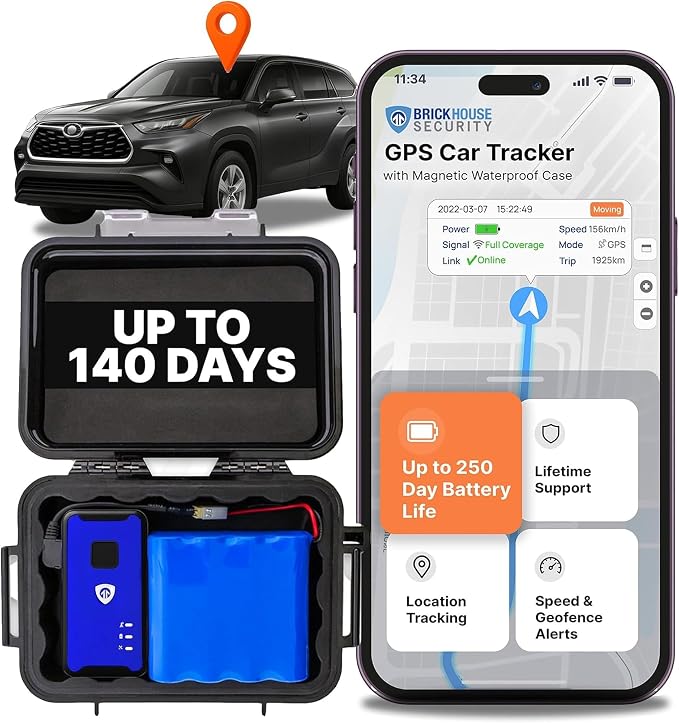 Brickhouse Security Spark Nano GPS Tracker for Vehicles, 140 Day Battery | Subscription Required, GPS Tracker, Real Time Tracking, Geofencing, Speed Alerts, Waterproof, Magnetic Case, Car Tracker by BrickHouseSecurity