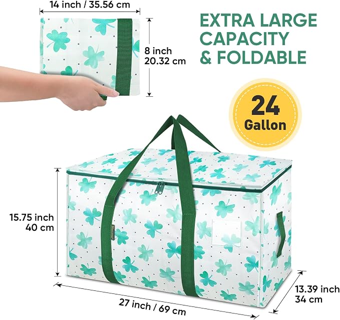 BALEINE 2-Pack Oversized Moving Bags with Reinforced Handles, Heavy-Duty Storage Tote for Clothes, Moving Supplies (Clover, 2-Pack) - Image 2