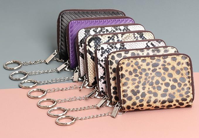 FurArt Zipper Wallet Women RFID Credit Card Holder keychain Wallet | ID Window RFID Blocking Compact Small business 15/16 slots - Image 7