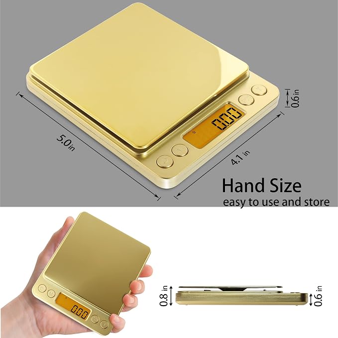 Fuzion Digital Scale .01 Gram Accuracy, 500g Small Kitchen Food Scales | 2 Trays Included for Jewelry, Gold, Herb, Powder, Spice, Coffee, Coin - Weight Gram and Oz - Image 3