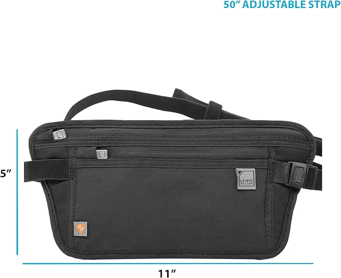 Lewis N. Clark Travel Money Belt Pouch, Slim RFID Blocking Anti Theft Waist Stash Pouches for Cash, Cards and Passport Holder - Image 6