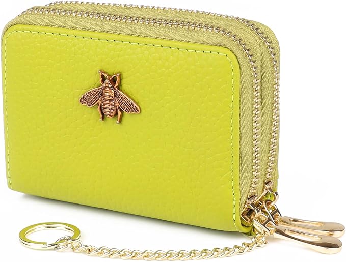 imeetu RFID Credit Card Holder, Small Card Wallet Women, Leather Card Case | Genuine Leather Women's Card & id Cases, Change Coin Purse with Zipper Keychain id Window, 20 Colors & 3 Styles, Daily, Gifts by imeetu