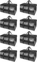 BALEINE 8-Pack Oversized Moving Bags with Reinforced Handles, Heavy-Duty Storage Tote for Clothes, Moving Supplies (Black, 8-Pack) by BALEINE