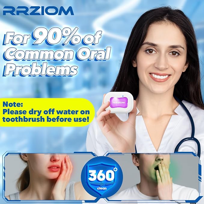 Toothbrush Sanitizer Case, RRZIOM Portable Toothbrush Covers Rechargeable | Rechargeable Toothbrush Cleaner Holder Case for Travel Home, Detachable Toothbrush Cover Cap for All Toothbrushes (White) - Image 3