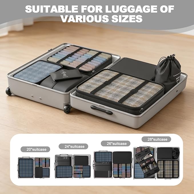 8 Set Packing Cubes for Travel,Suitcase Organizer Bags for Luggage with Shoe & Hanging Toiletry Bag, Vacation Essentials & Accessories for Cruise Ship, Airplane Must-Have,Road Trip & Camp Gifts(Black) - Image 4