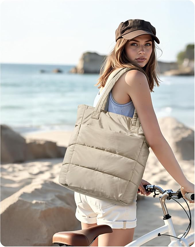 BAGSMART Tote Bag for Women, Lightweight Puffy Tote Bag with Compartments Shoulder Bag Handbag for Travel, Work, Gym | Lightweight - Image 2
