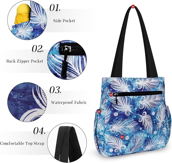 HUA ANGEL Floral Tote Bag - Casual Shoulder Bag Daily Tote Bag with Zipper Gym Travel Shopping Work Handbag for Women - Image 4
