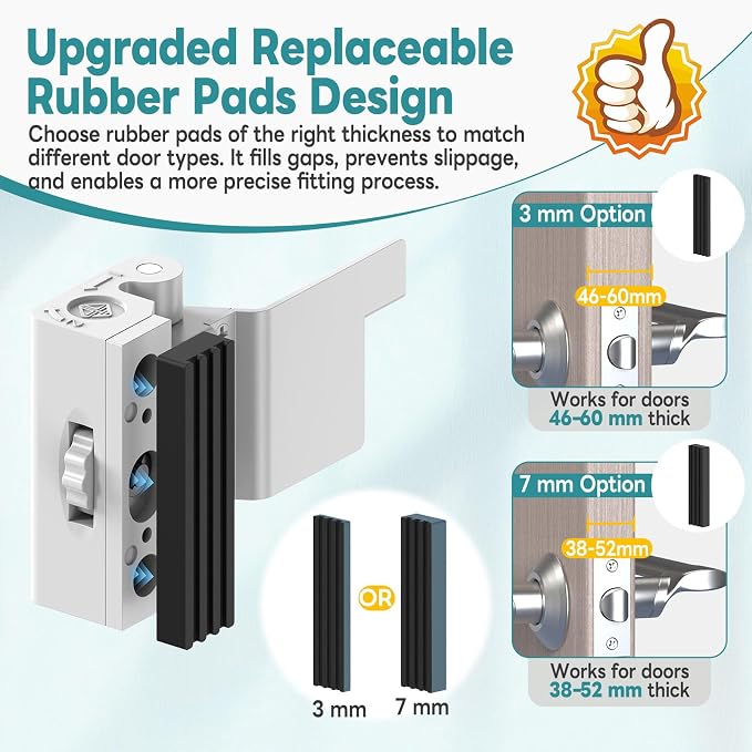 Upgraded Portable Security Door Reinforcement Lock - No Drilling Flip Lock Latch Prevents Unauthorized Entry Fits Inward-Opening Doors, Apartment, Hotel, Travel (White-2 Pcs) - Image 5