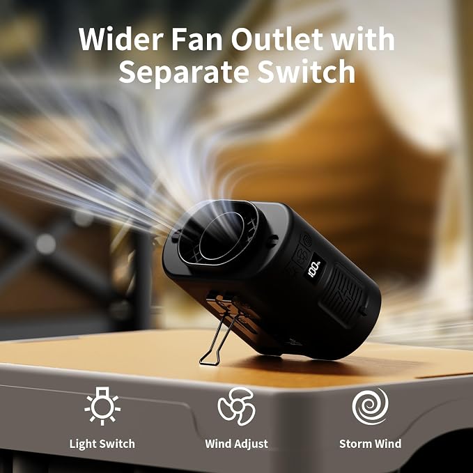 Socool 14500mAh Portable Waist Fan Clip on Belt 360 Rotation Wearable Rechargeable Personal Shirt Fan, 67H Cooling 5-Speed Battery Operated Fans with Light, Neck Fan Hanging for Outdoor Camping Travel - Image 7