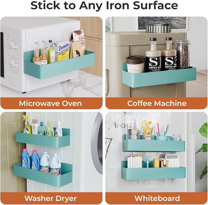 Mystozer Magnetic Spice Rack for Refrigerator, Kitchen Organizer and Storage Shelf, Blue (6 Pack)… - Image 6