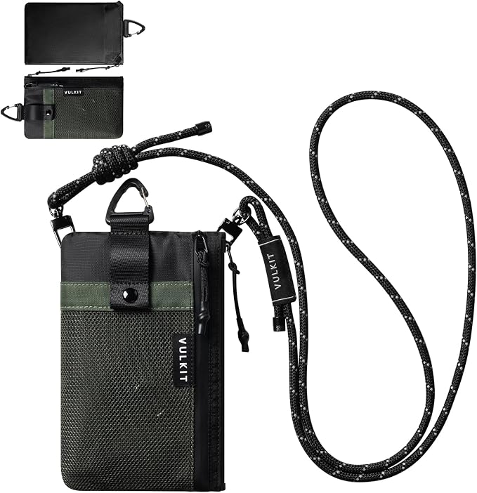 VULKIT RFID Blocking Travel Wallet for Men, Water Resistant Passport & Phone Holder with Detachable Lanyard and Key Ring, Lightweight Zipper Travel Wallet by VULKIT