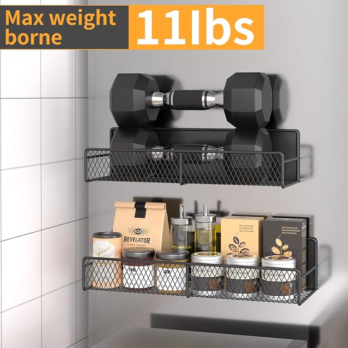 DTUQYX Magnetic Spice Rack for Refrigerator, 4 Pack 100% Metal Strong Magnet Fridge Shelves, Space Saving Spice Organizer, No Drilling Moveable Home Kitchen Laundry Room Storage Organization, Black - Image 3