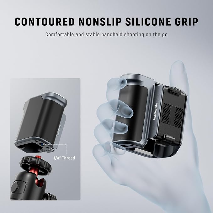 NEEWER AC034 Side Handle Only for AC014 Cage Compatible with DJI Osmo Action 5 Pro/4/3, Modular Quick Release Magnetic Action Camera Mount Adapter with Grip & Cold Shoe Shutter Extender Bar, Dark Gray - Image 5