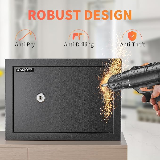 Cabinet Safe with Key for Money, 1.2 Cu Ft Key Lock Box | Safe Box Coffre Fort for Cash Jewelry Medicine Passport, Steel High Security Safety Box for Home/Office/Hotel - Image 5