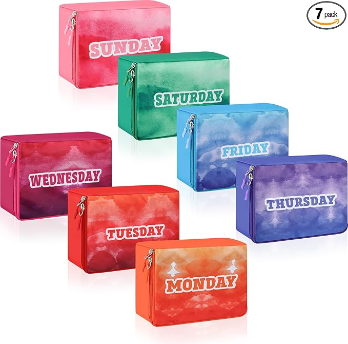 Paterr 7 Pcs Packing Cubes for Travel Kids Days of Week Compression Packing Cubes Colorful Luggage Organizers Suitcase Camp(Gradient) by Paterr