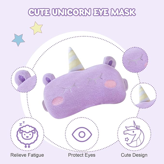 Cirorld Travel Pillow for Kids Adult Cute Neck Pillow for Traveling Memory Foam Airplane Pillow Sleep Mask Animal Flight Pillow Head Rest Neck Support for Cars Long Flights (Purple, 9-12 Y/O) - Image 5