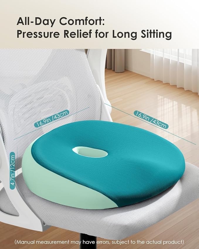 Seat Cushion, Memory Foam Cushion for Office Chair, Ergonomic Office Seat Chair Cushion for Relieving Sciatica, Soft & Breathable Car Seat Cushion - Green - Image 7