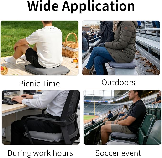 Portable Self-Inflating Seat Cushion, Memory Foam, Travel Airplane Seat Cushion, Suitable for Long Flights, Camping, Stadiums, Offices, Cars & Backpacking - Image 6