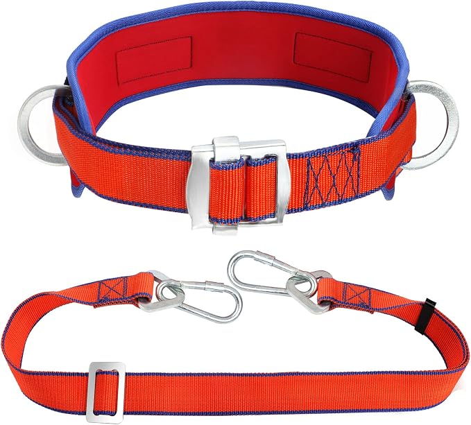 Trsmima Safety Belt with Adjustable Lanyard and Updated Waist Pad | Tree Climbing Belt Harness - Safety Lanyard Fall Protection- Fall Arrest Kite Climbing Lanyard,Ladder Safety Harness by TRSMIMA