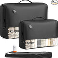 Vacuum Bags for Travel with Pump, Vacuum Compression Packing Bags for Travel Pack Vacuum Kit for Luggage Suitcase Carry On, IP67 Waterproof Odor & Tear-Proof Nylon (2 Pack with Pump, Black) by KOSGOO