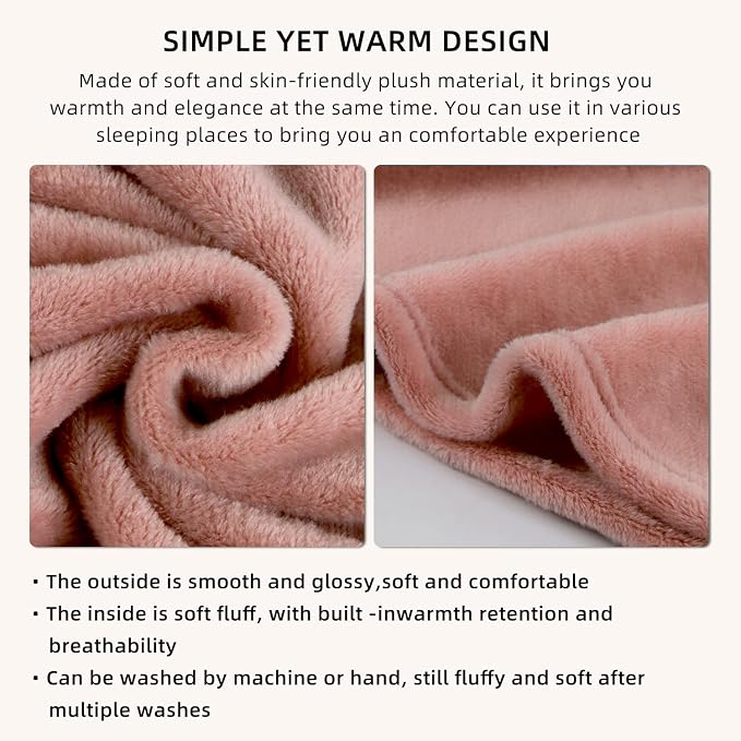 Melissa Large Soft Travel Blanket and Inflatable Pillow Set | Size-69“ x 43.3”, Carry Bag – Lightweight, Compact & Washable for Backpacking, Hiking, Airplane, Car, Office, Camping (Pink) - Image 7