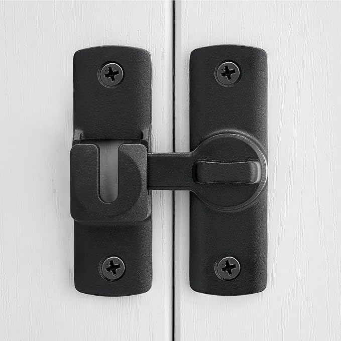 Black 90/180 Degree Flip Lock,Aluminum Alloy Barn Door Latch | Right Angle Door Lock Latch,Sliding Door Latches,Flip Gate Latches,for bedroom,garage,drawer,cabinet,window,pet enclosures - Image 6