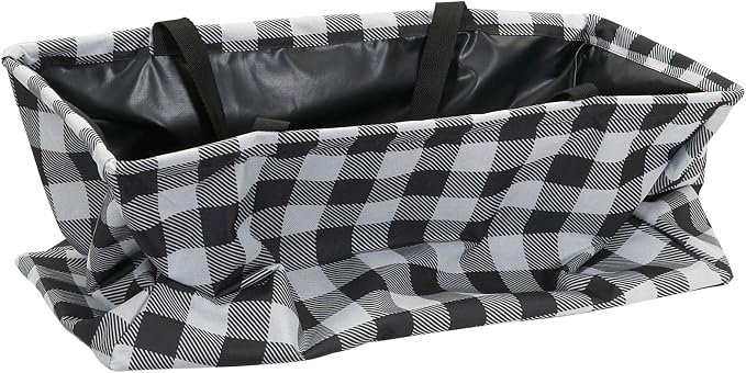 Household Essentials Black and White Plaid Krush Container All-Purpose Utility Tote - Image 6