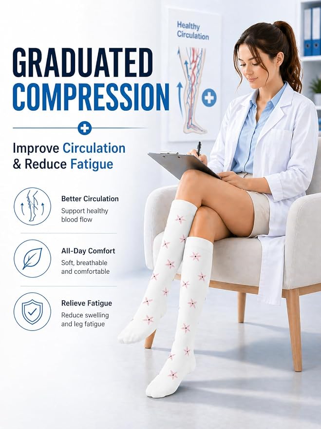 ACTINPUT Compression Socks for Women&Men 15-20mmHg Medical Knee High Support for Seniors,Pregnancy,Flight,Nurse&Circulation - Image 2