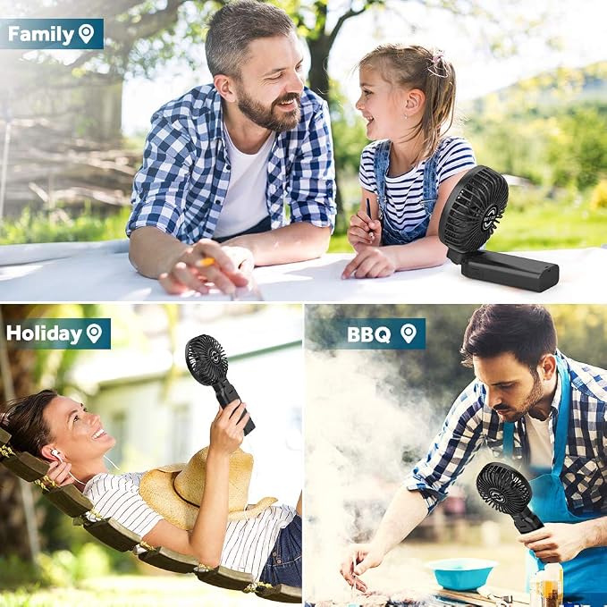 EasyAcc Portable Travel Fan [Max 53H Cooling Time] 9000mAh Rechargeable Battery Powered Handheld Fan with Power Bank 4 Speeds Powerful Personal Desk Electric for Travel Outdoor Office - Image 6