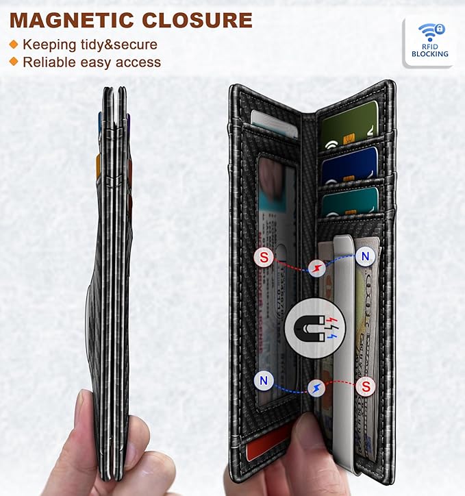 BULLIANT Magnetic Slim Leather Airtag Wallet Money Clip For Men 12Cards | RFID Blocking | Easy Access | Gift Boxed | Pocket Fit - Image 3