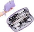 FYY Travel Cable Organizer - 8 Compartments, Lightweight, Water Repellent | With Wrist Strap, Portable Tech Pouch for Cord Charger, Travel and Business Trips Use, Soft Shell Nylon, Purple (Medium) by FYY