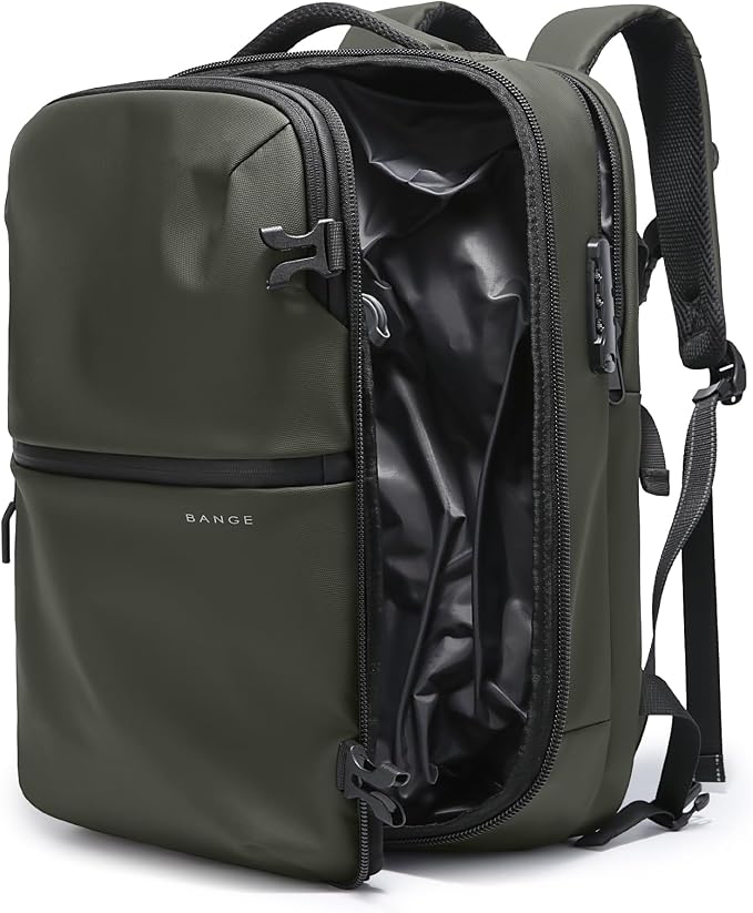 BANGE Travel Backpack with Vacuum Pocket and TSA lock version can hold 15.6 inch Laptop suitable Overnight Flight Approved Anti-theft Bag by BANGE