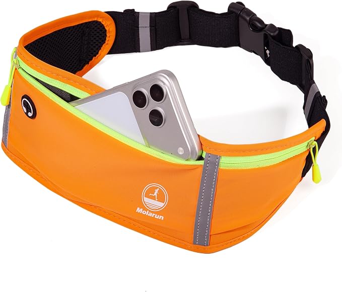 Running Belt Slim Fanny Pack Jogging Pouch Phone Holder Waist Pack - Orange - Image 3