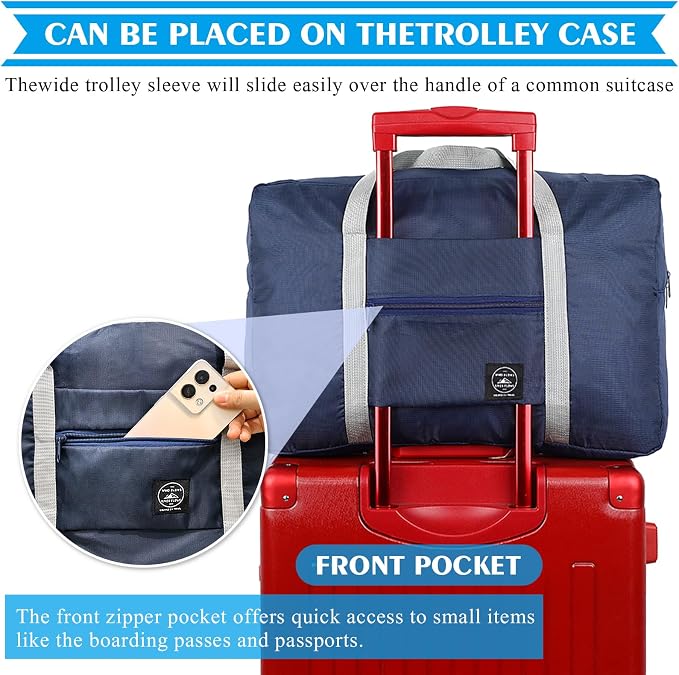 Travel Bag Foldable Duffle Carry on Tote Weekender Overnight Luggage Bag | Travel Bag Carry on Nylon Lightweight Foldable Duffle Tote for Sports Gym Weekender Overnight (With Waterproof Pouch) - Image 3