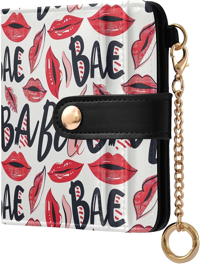Babe Red Sexy Lip Women's Wallets RFID Blocking,Credit Card Holder Bifold Wallet,Slim Card Cases,PU Leather Travel Wallet for men Girls by visesunny