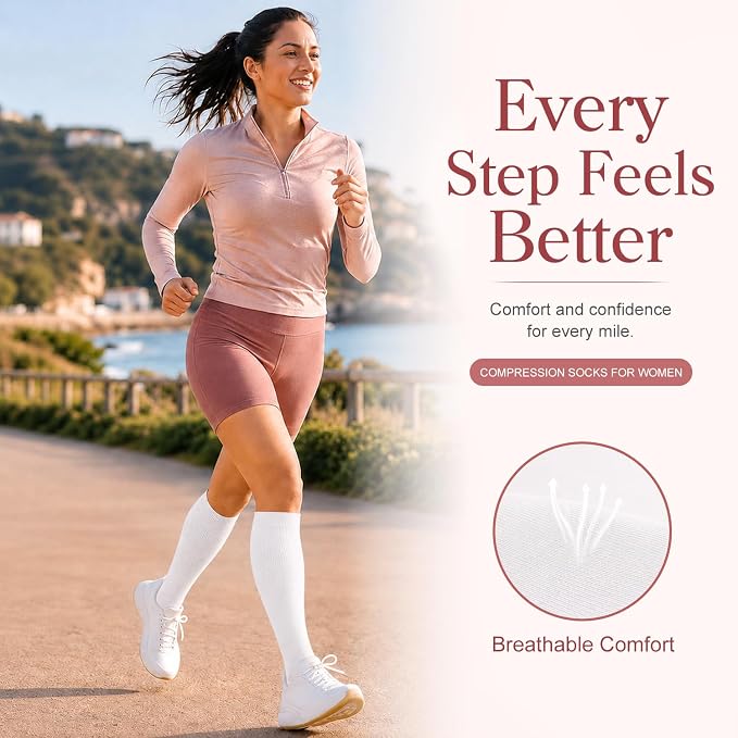4 Pairs-Compression Socks for Women&Men Circulation-Best Support for Nurses,Running,Athletic - Image 4