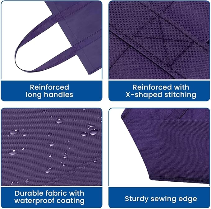 Reusable Grocery Shopping Bags 10 Pack Large Foldable Tote Bags Bulk | Eco Produce Bags with Long Handle for Shopping Groceries Clothes (5 Assorted Colors) - Image 7