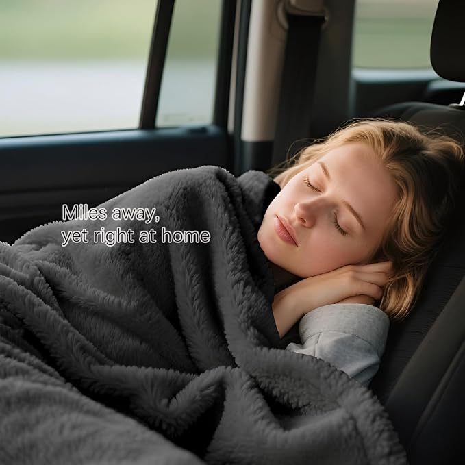 Melissa Large Soft Travel Blanket and Inflatable Pillow Set | Size-69“ x 43.3”, Carry Bag – Lightweight, Compact & Washable for Backpacking, Hiking, Airplane, Car, Office, Camping (Gray) - Image 3