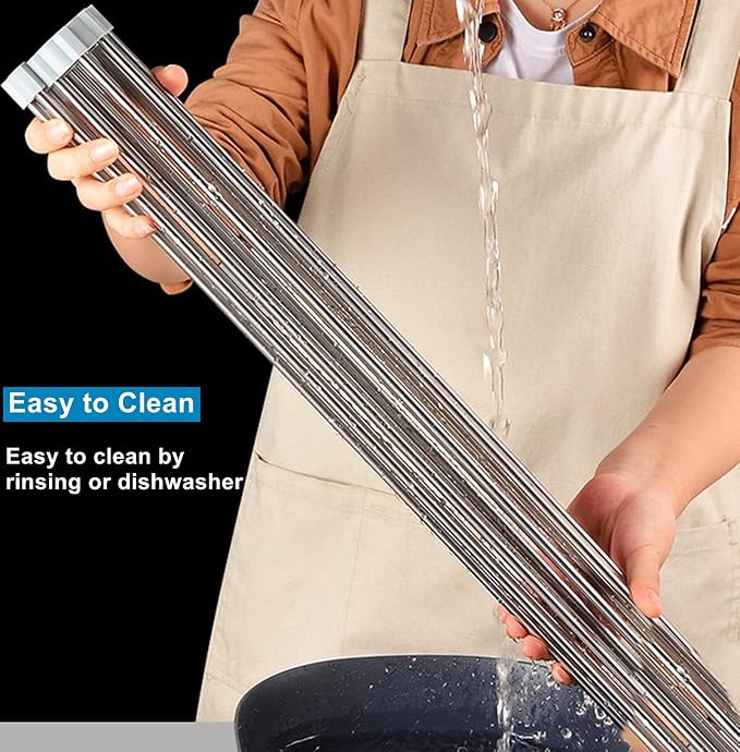 Seropy Roll Up Dish Drying Rack Over The Sink for RV Sink 17.5x15.7 in Kitchen Drying Rack Folding Dish Drainer Mat Rolling Dish Rack Foldable Rack Stainless Steel Wide Kitchen Dry Rack - Image 6
