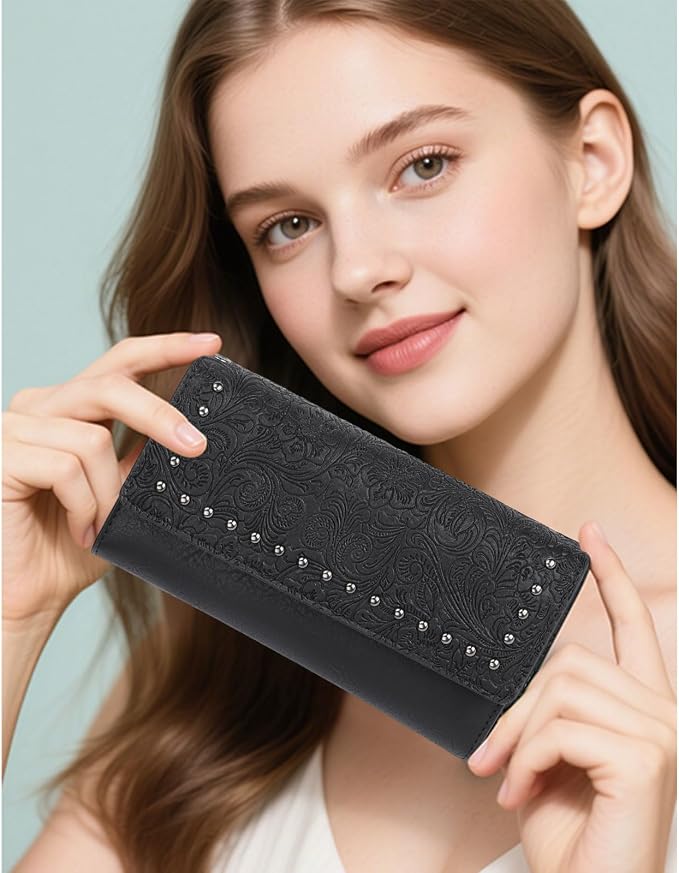 Wallets for Women Trifold Wristlet Wallets Large Capacity RFID Blocking Ladies Purse Credit Card Holder - Image 6