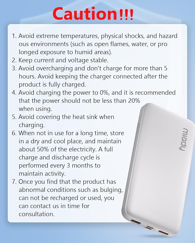 Miady 2-Pack Portable Charger 10000mAh Power Bank Battery Pack for Travel | 37Wh丨Dual USB丨3 Outputs 2 Inputs丨Slim丨Compatible with iPhone 17 16 Galaxy S24 Android Tablets etc丨Flight-Safe丨Black+White - Image 10