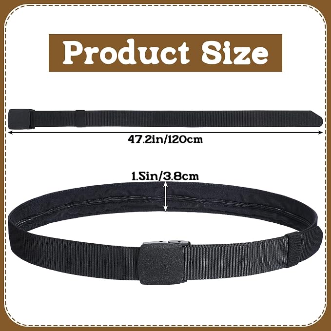 ElevateTech Travel Money Belt, Hidden Money Pouch Security Waist Wallet | with Secret Compartment, Anti-Theft, Nylon, with Zinc Alloy Buckle, for Business Travel, Daily Working, Gift for Dad - Image 2
