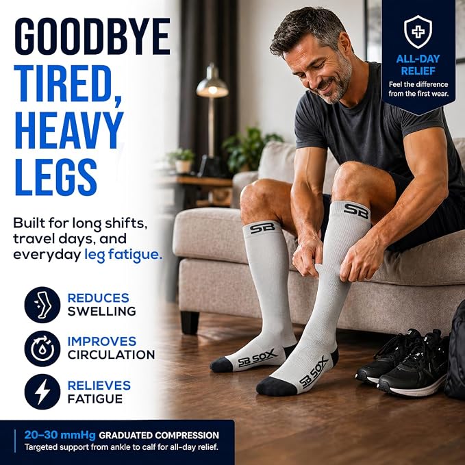 SB SOX Compression Socks for Men & Women (20-30mmHg) | Best Quality Compression Socks for Flying, Medical, Sports, Wide Calf Fit, Pregnancy, and Daily Wear. Trusted since 2016. - Image 2