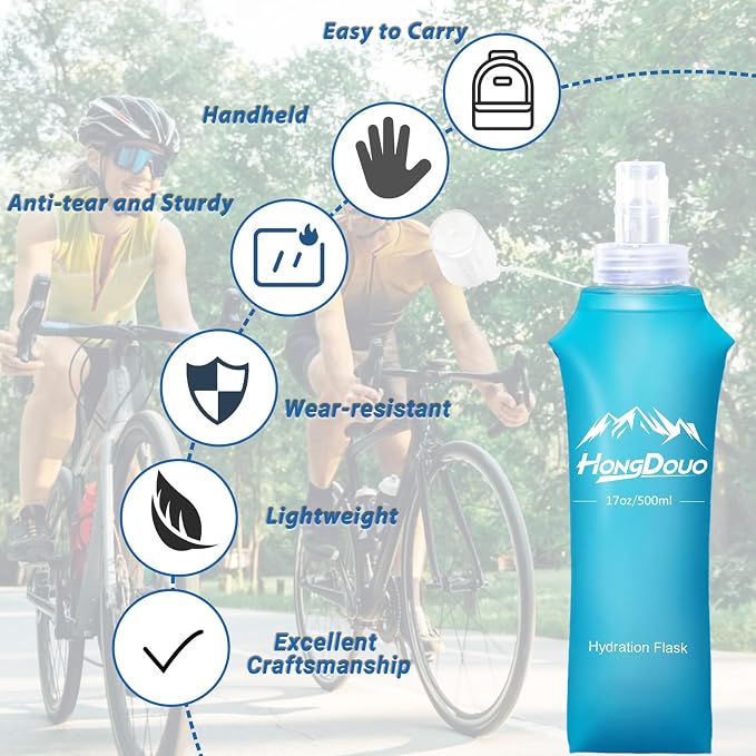 2 Packs Soft Flask, 17oz/500ml TPU Collapsible Soft Water Bottle for Hydration Pack, Running Vest, BPA-Free Folding Water Bottles for Hiking Cycling Climbing Running Outdoor Sports - Image 5