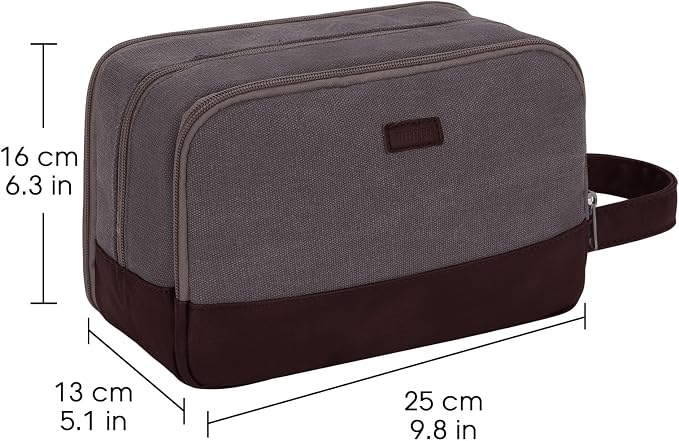 WANDF Travel Toiletry Bag for Men, Canvas Shaving Dopp Kit | Wet Separation, Water-Resistant Fabric, Travel Bag for Toiletries, Shaving Accessories, Weekend Trips - Image 7