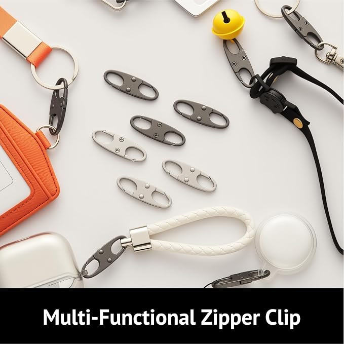 zelin Anti Theft Zipper Clips, Travel Essentials, Carabiner, 2Grey 2Silver | Metal Zipper Lock Clip and Airplane Gadgets, Anti Theft Protection for Travel Bag, Commuter Backpack and Replacement - Image 6
