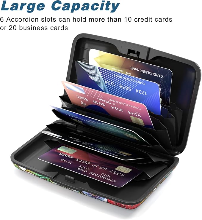 Credit Card Holder, Mini Aluminum Card Wallet RFID Blocking Slim Metal Hard Card Case for Women Men, Mandala Flower - Image 4